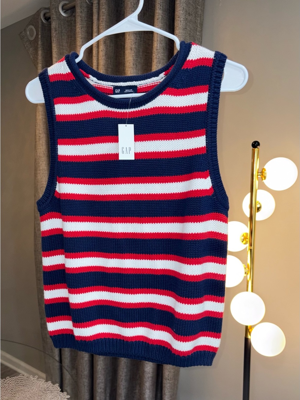 GAP Striped Knit Tank Top in Navy, Red & White